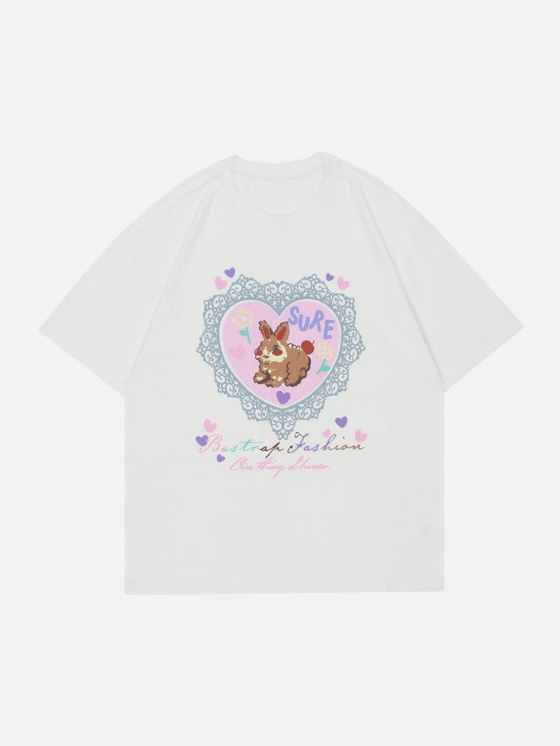 T Shirts Aelfric Eden Love Bunny Print Tee Bleu | OGT-79304317